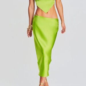 SER.O.YA Lime Green Midi Skirt